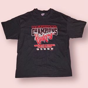 Vintage 1997 Nebraska Huskers National Champions Black Hanes Beefy T-Shirt